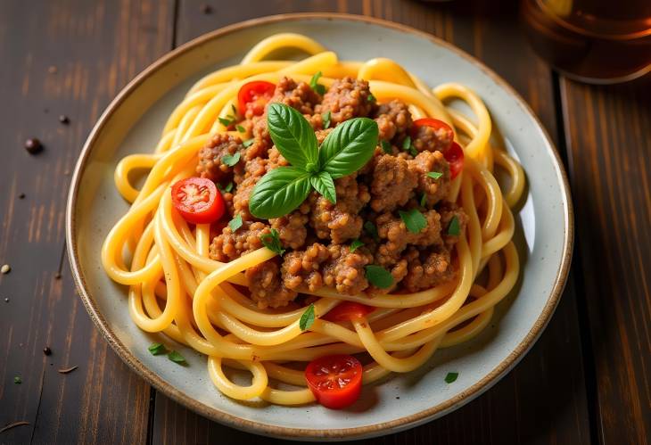 Delicious Spaghetti with Minced Meat and Rustic Veggies